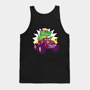 t-rex-dinosaur-driving-car Tank Top